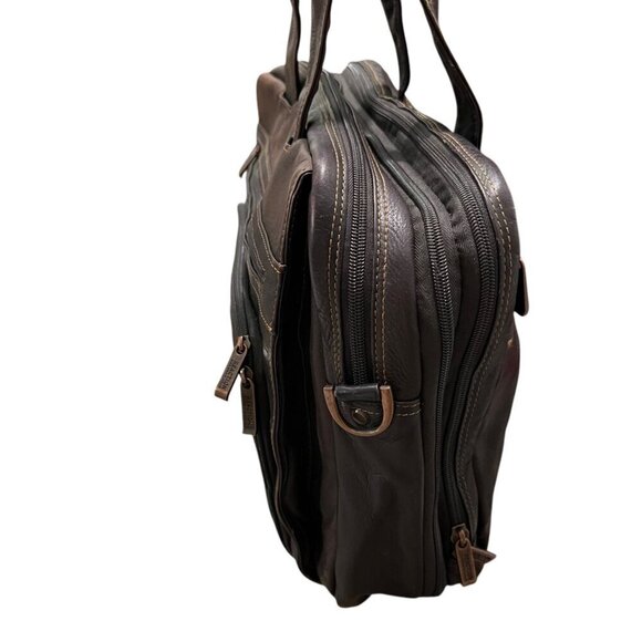 Kenneth Cole Reaction Brown‎ Leather Laptop Briefcase Bag - Picture 7 of 12